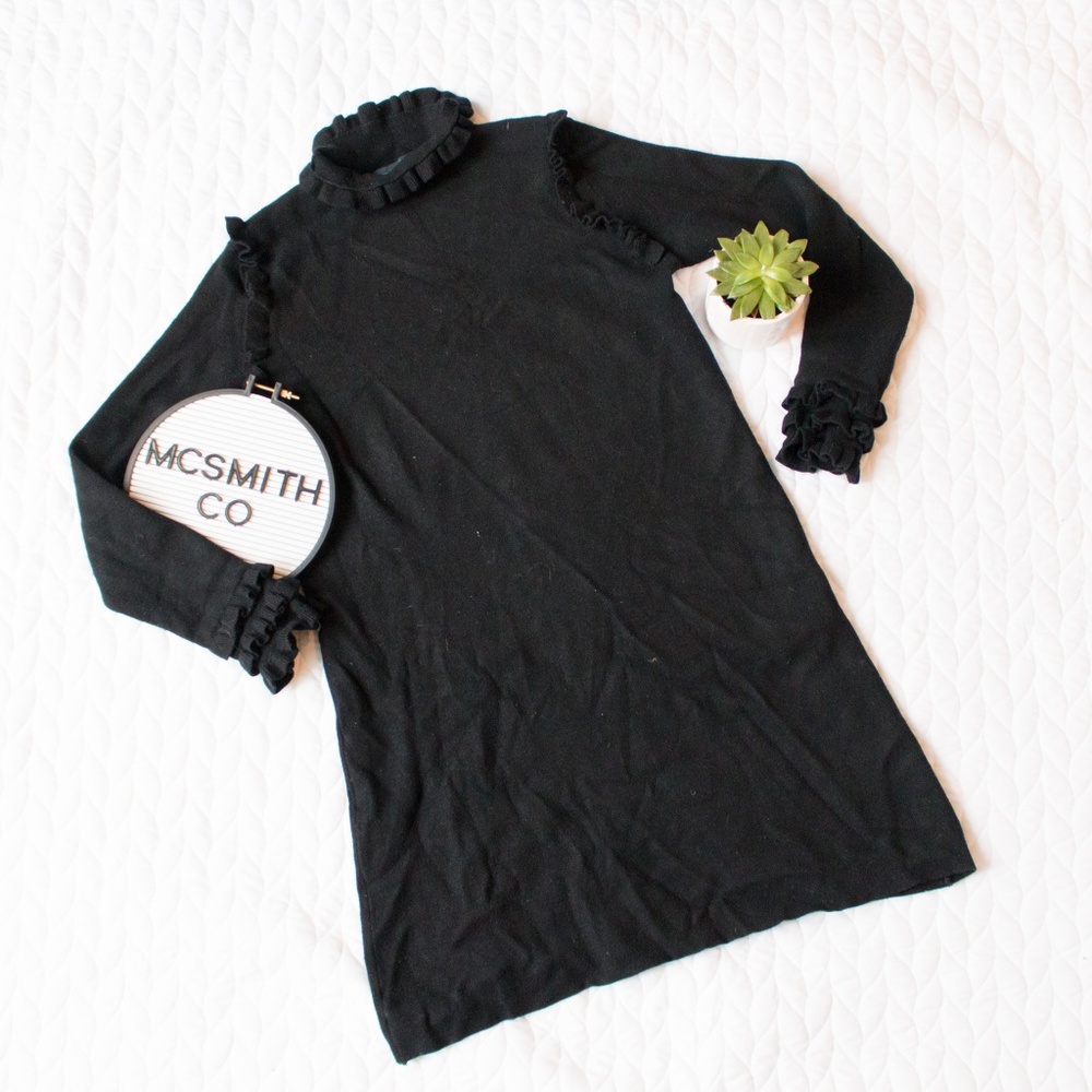 ZARA | Knit Long Sleeve High Neck Ruffle Dress - Picture 7 of 7